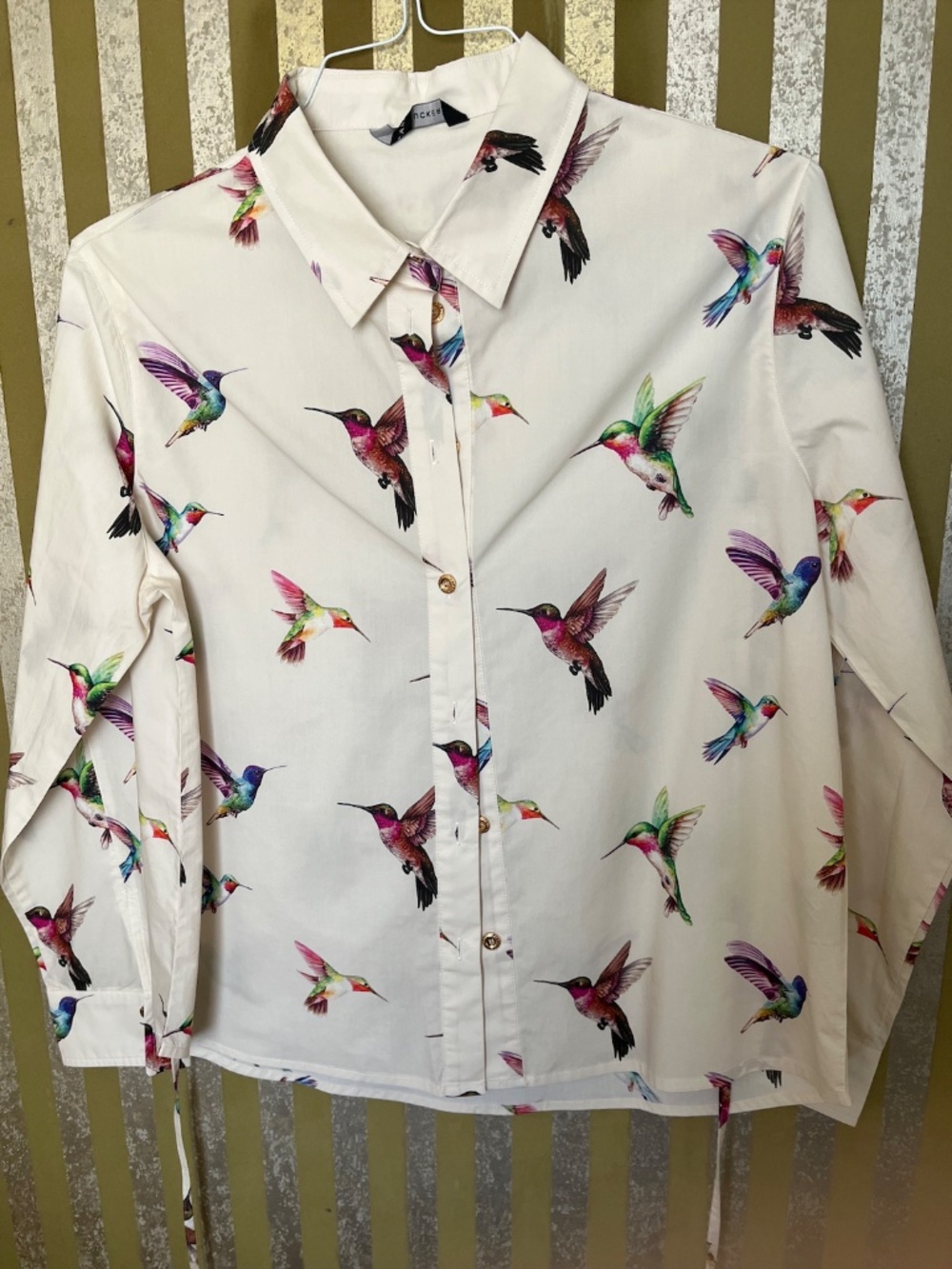 SECRETARIAT POPLIN SHIRT - HUMMINGBIRDS by CARE TUCKER - Picture 8 of 9